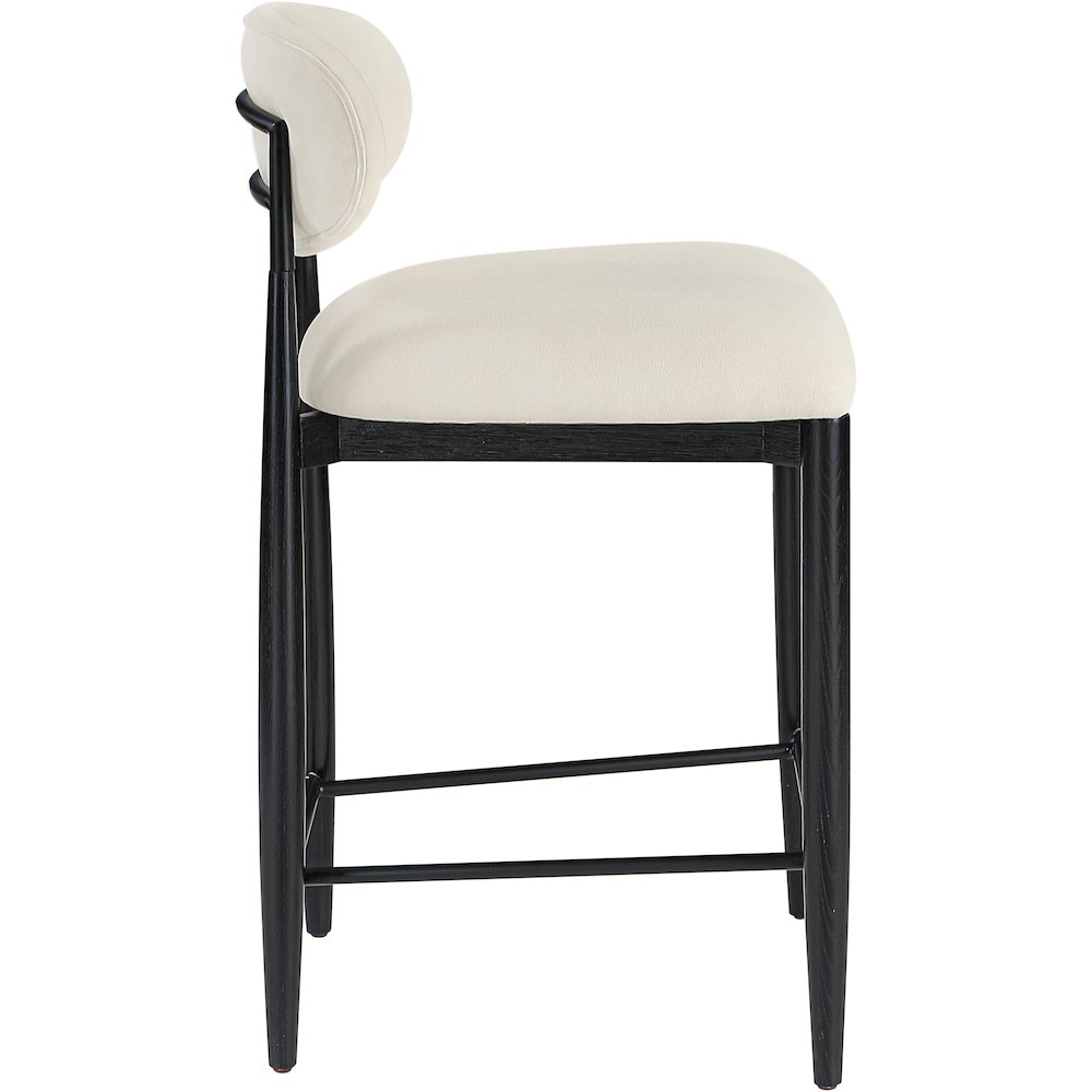 Riccio Beige Performance Fabric Upholstered Stool. Picture 3