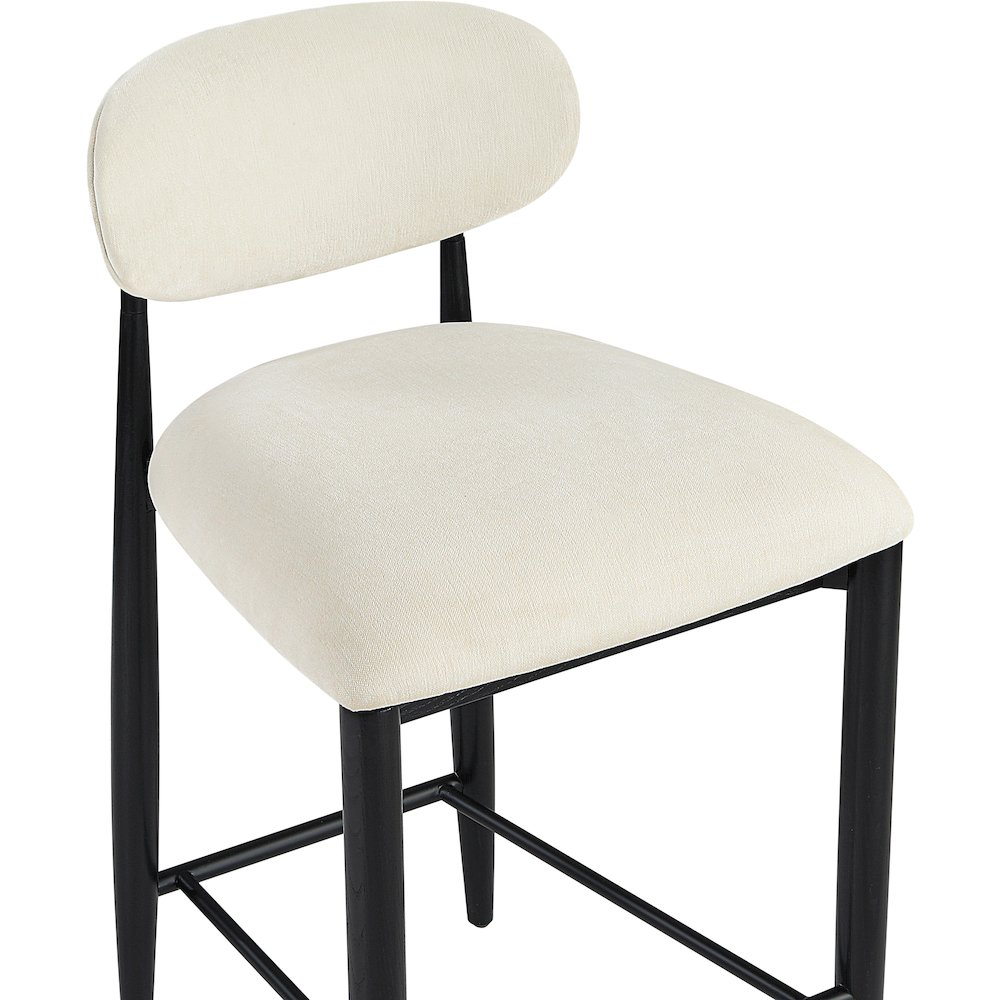 Riccio Beige Performance Fabric Upholstered Stool. Picture 6
