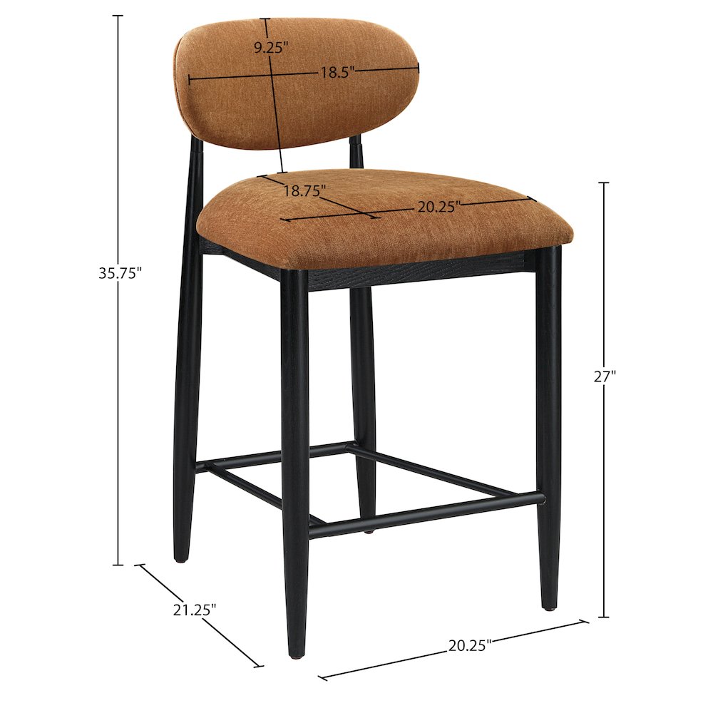 Riccio Cognac Performance Fabric Upholstered Stool. Picture 8