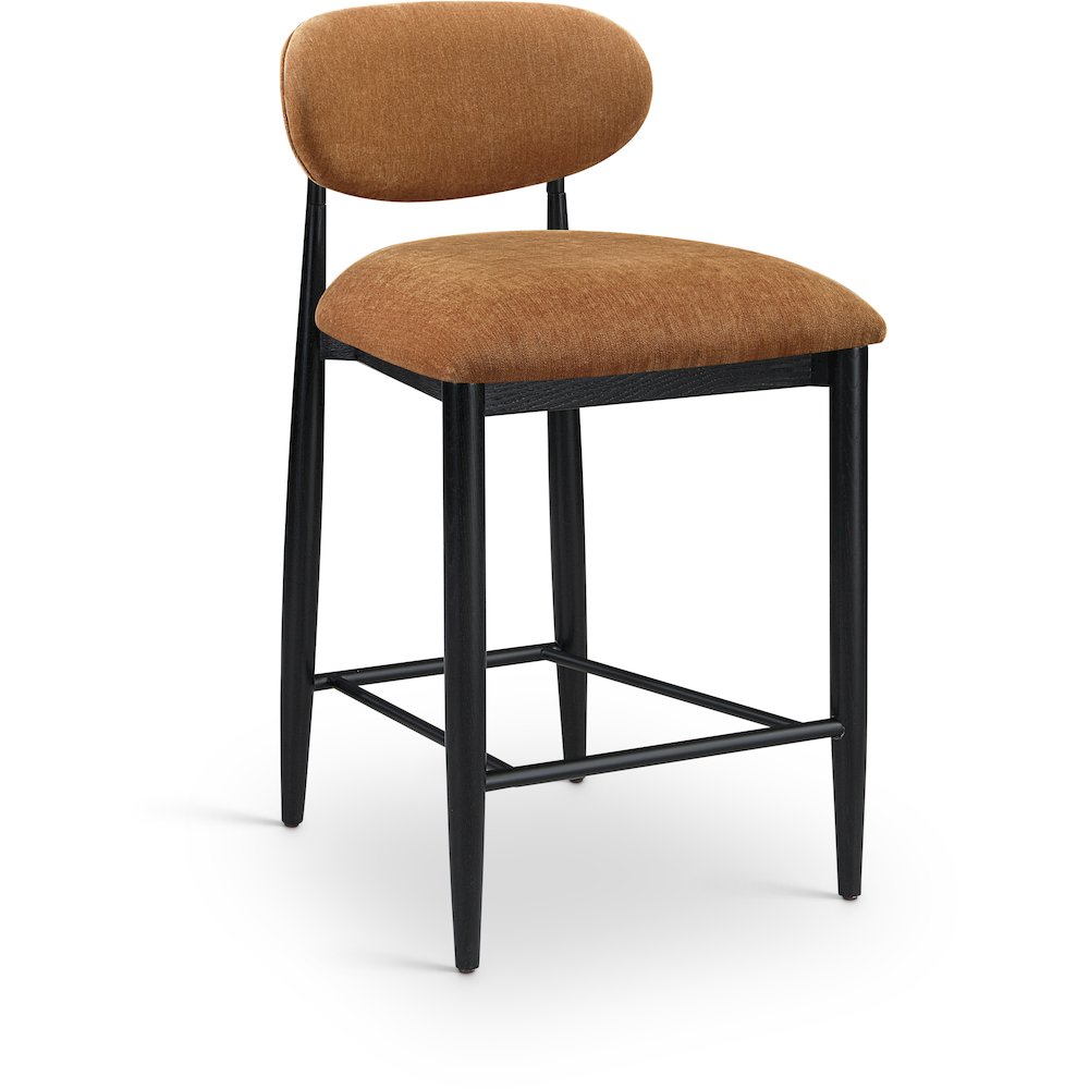 Riccio Cognac Performance Fabric Upholstered Stool. Picture 1
