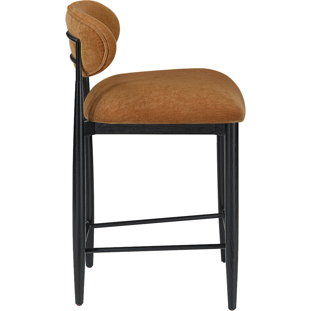 Riccio Cognac Performance Fabric Upholstered Stool. Picture 3