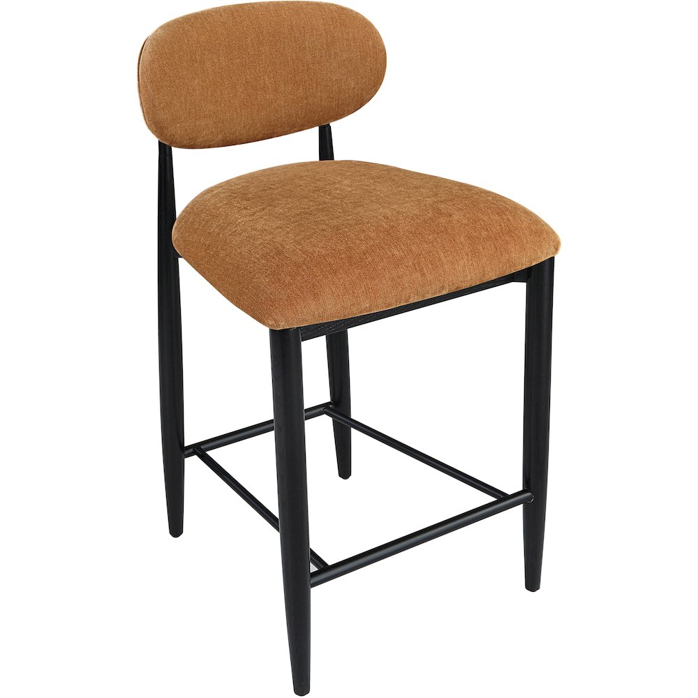 Riccio Cognac Performance Fabric Upholstered Stool. Picture 5