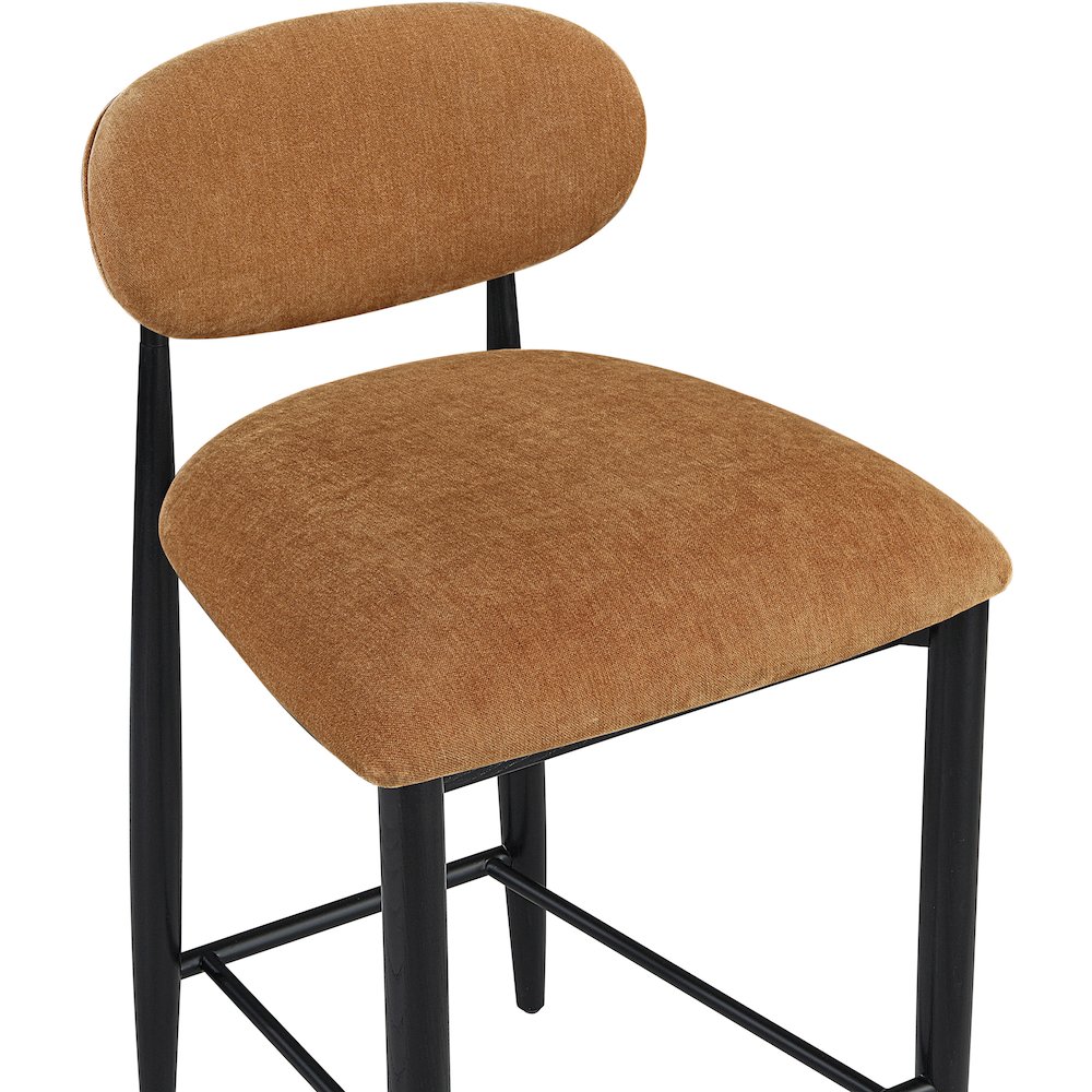 Riccio Cognac Performance Fabric Upholstered Stool. Picture 6
