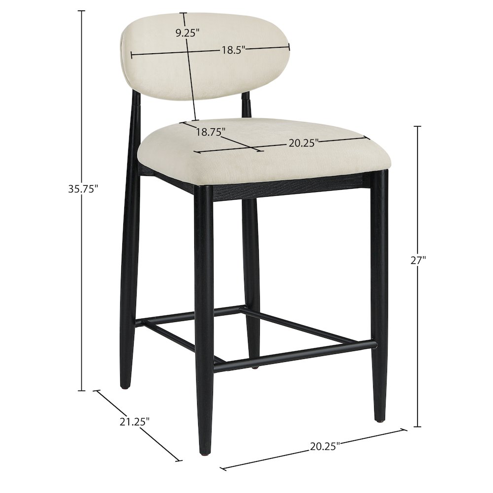 Riccio Cream Performance Fabric Upholstered Stool. Picture 8
