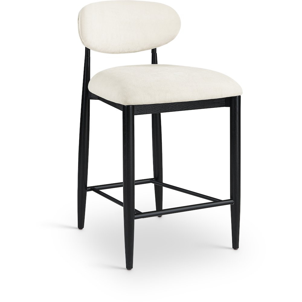 Riccio Cream Performance Fabric Upholstered Stool. Picture 1