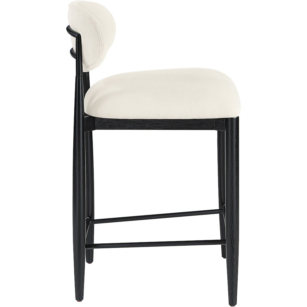 Riccio Cream Performance Fabric Upholstered Stool. Picture 3