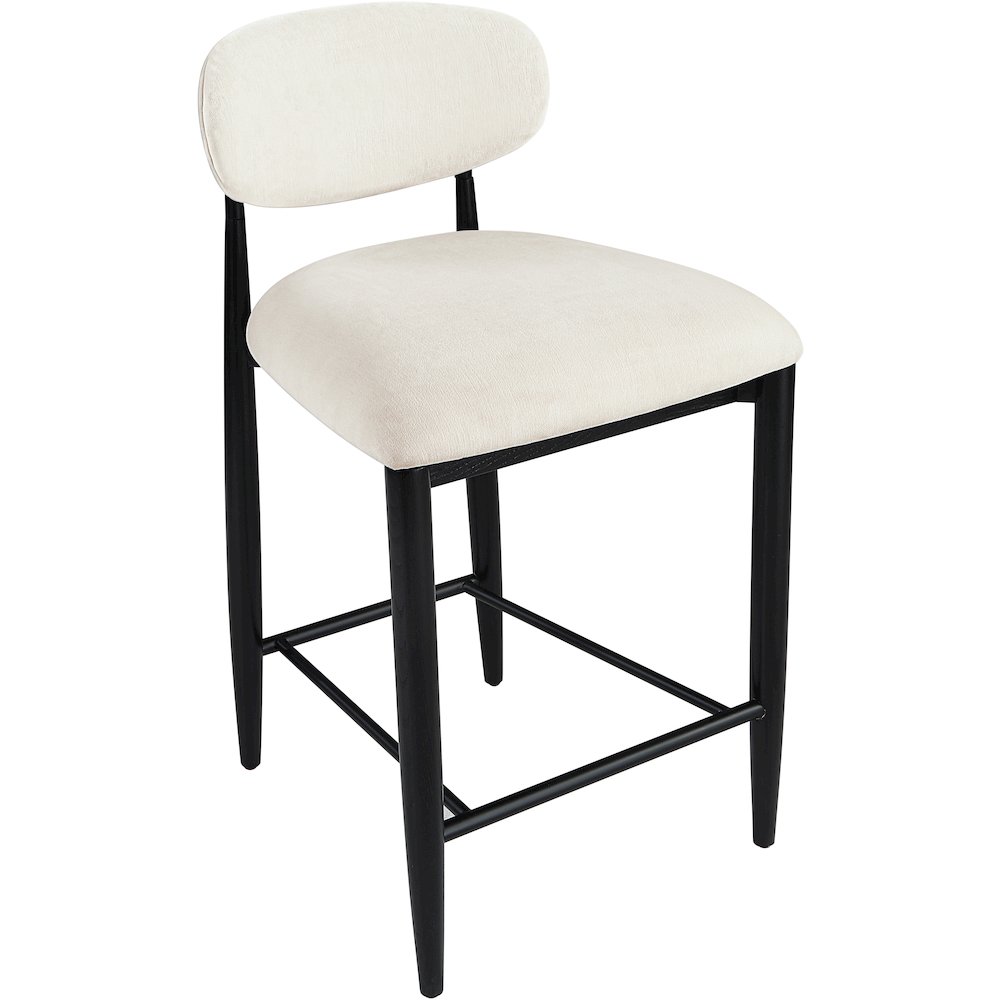 Riccio Cream Performance Fabric Upholstered Stool. Picture 5