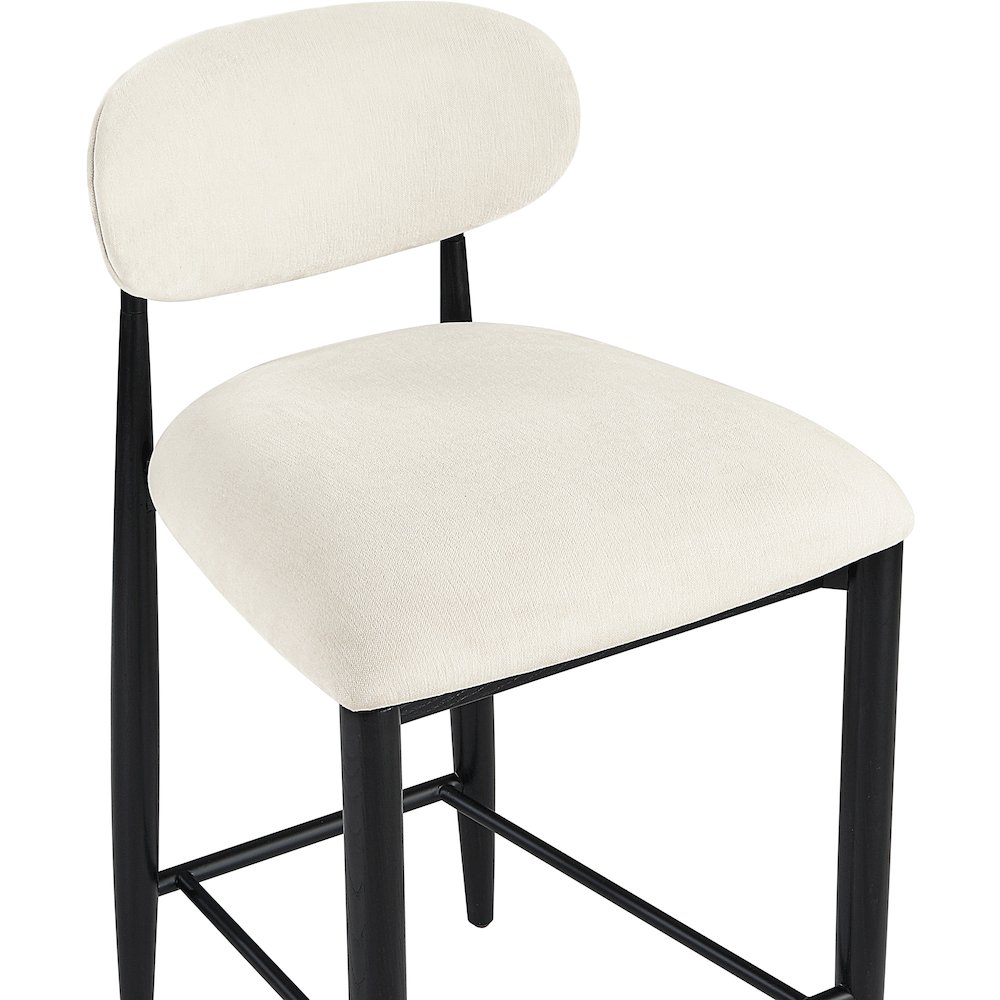 Riccio Cream Performance Fabric Upholstered Stool. Picture 6
