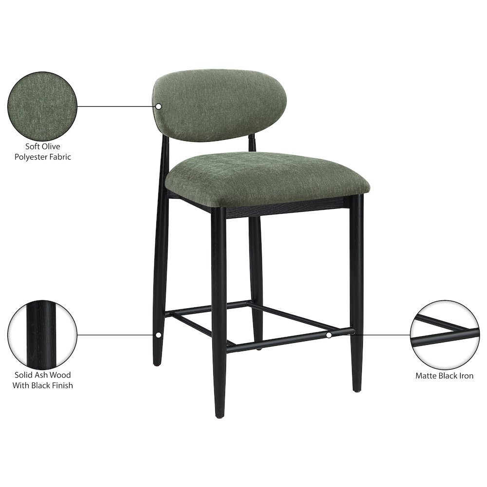 Riccio Olive Performance Fabric Upholstered Stool. Picture 9