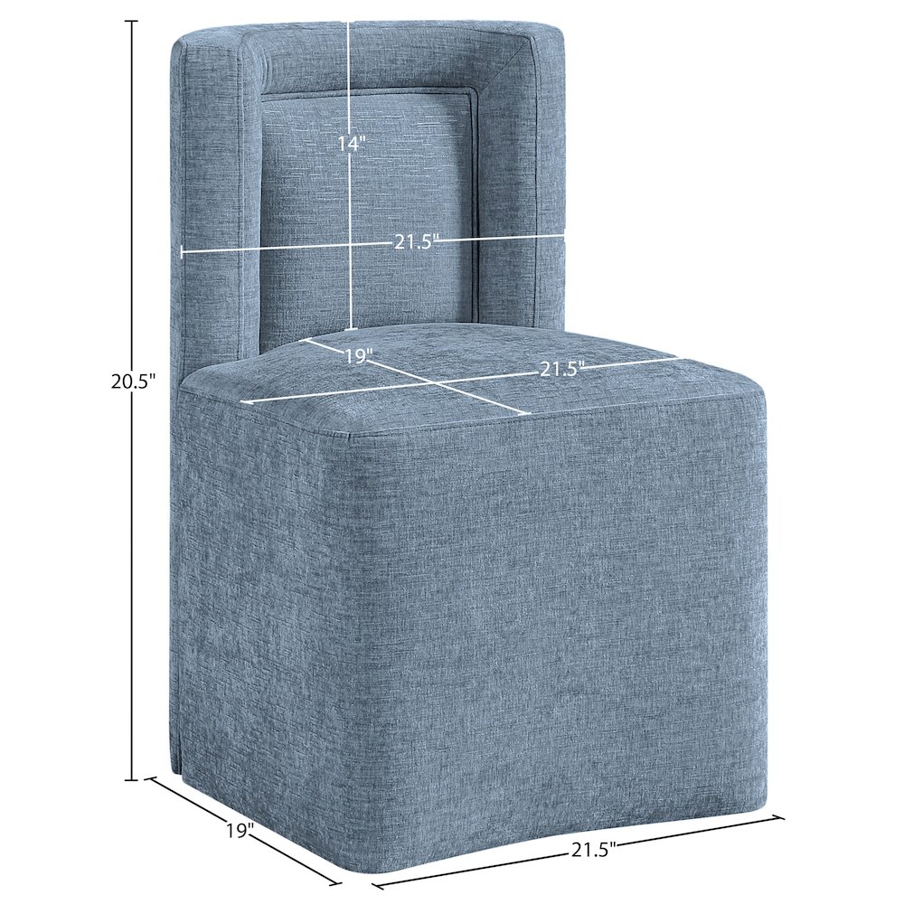 Duvina Light Blue Chenille Performance Fabric Upholstered Dining Chair. Picture 9