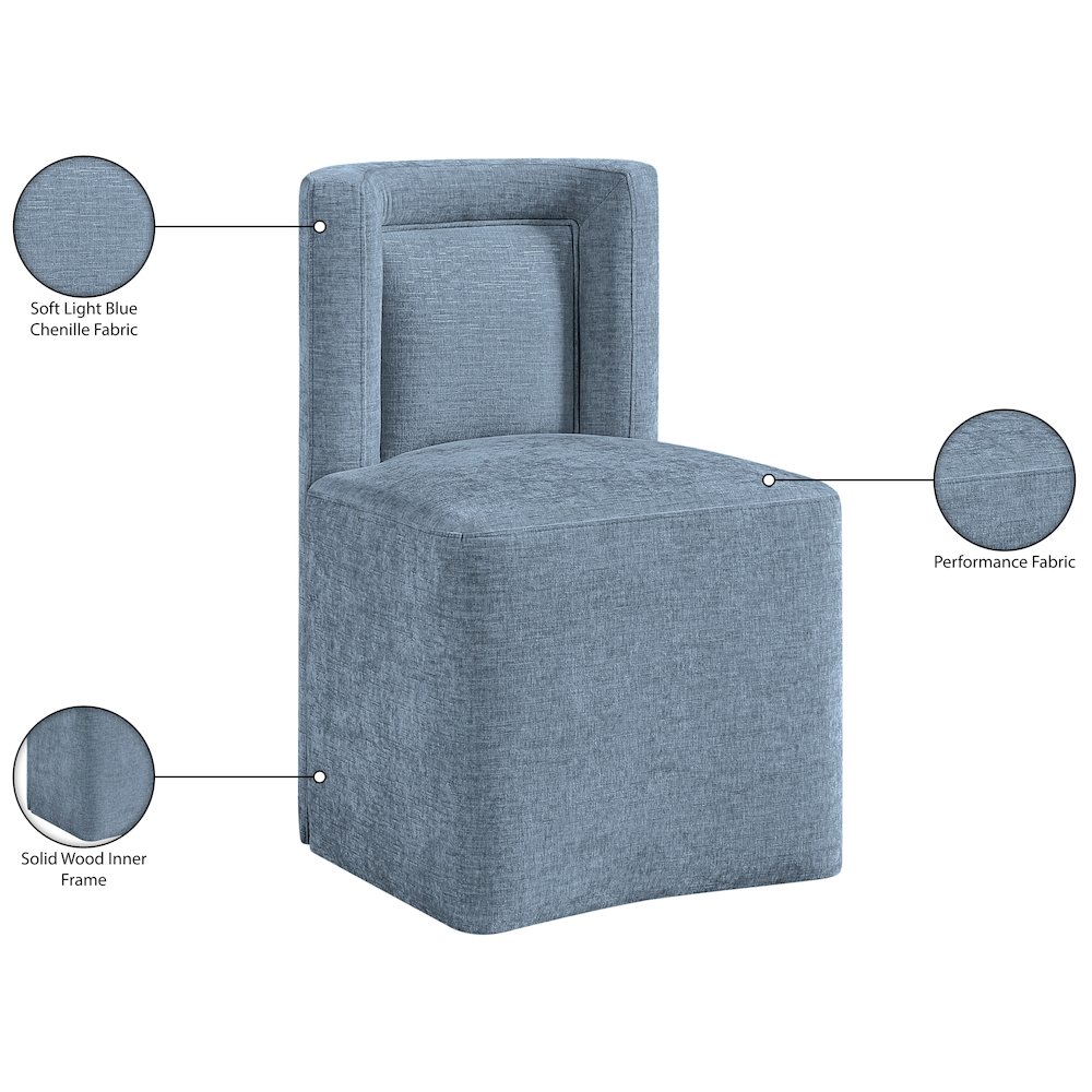 Duvina Light Blue Chenille Performance Fabric Upholstered Dining Chair. Picture 10