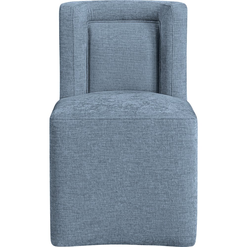 Duvina Light Blue Chenille Performance Fabric Upholstered Dining Chair. Picture 3