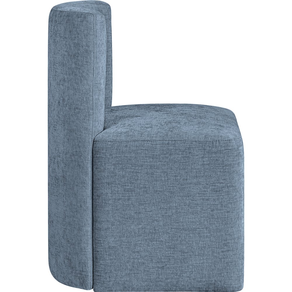Duvina Light Blue Chenille Performance Fabric Upholstered Dining Chair. Picture 4