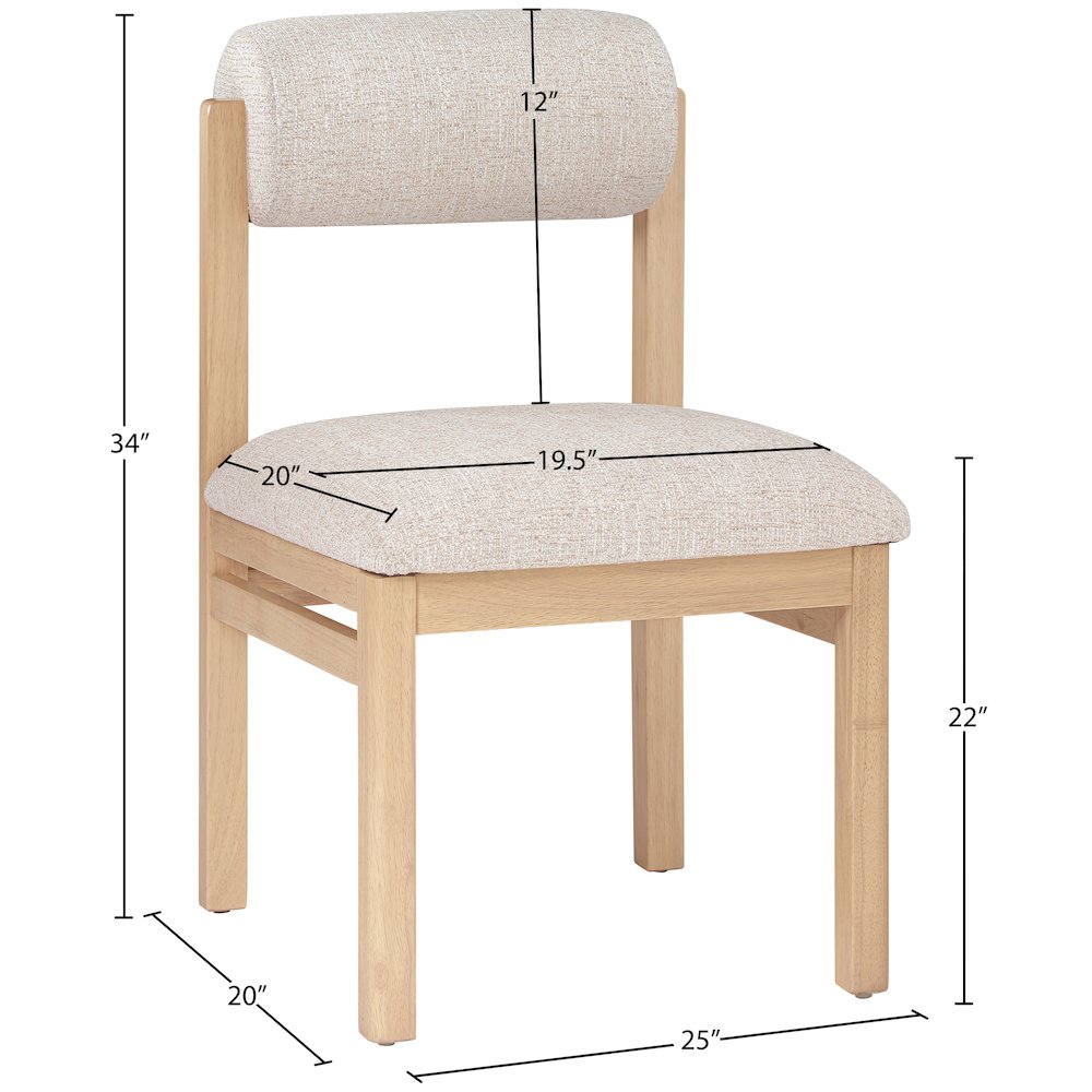 Roundhill Beige Linen Textured Fabric Upholstered Dining Chair, Set of 2. Picture 10