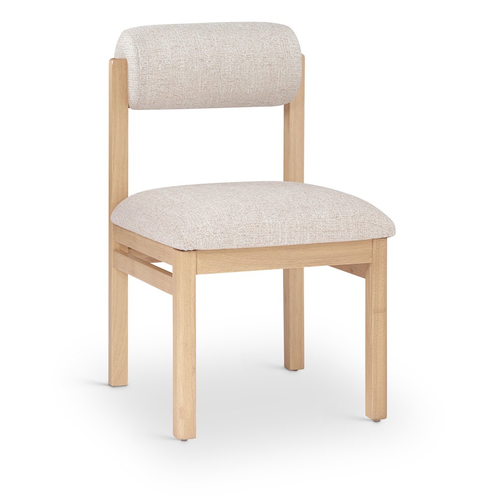 Roundhill Beige Linen Textured Fabric Upholstered Dining Chair, Set of 2. Picture 2
