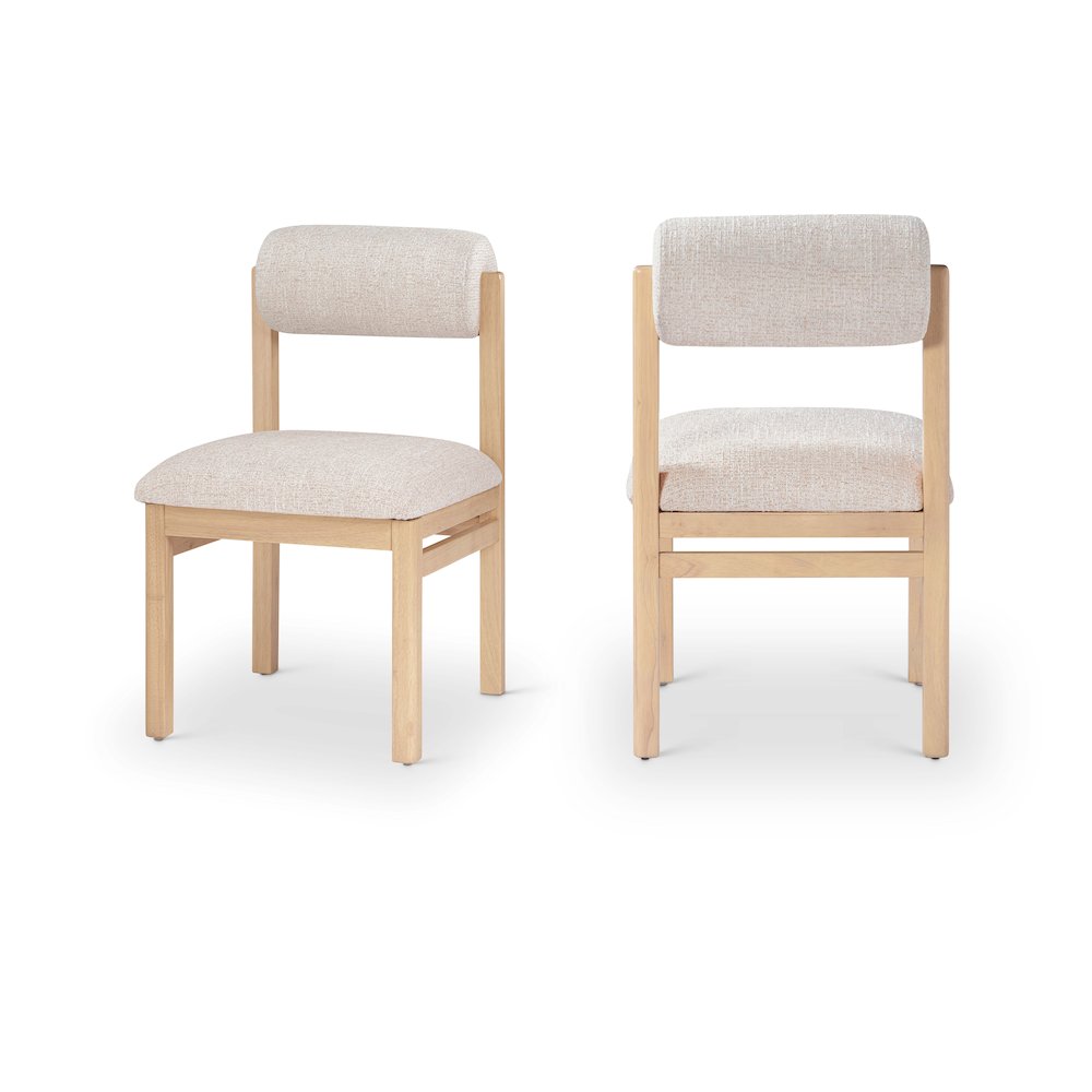 Roundhill Beige Linen Textured Fabric Upholstered Dining Chair, Set of 2. Picture 1