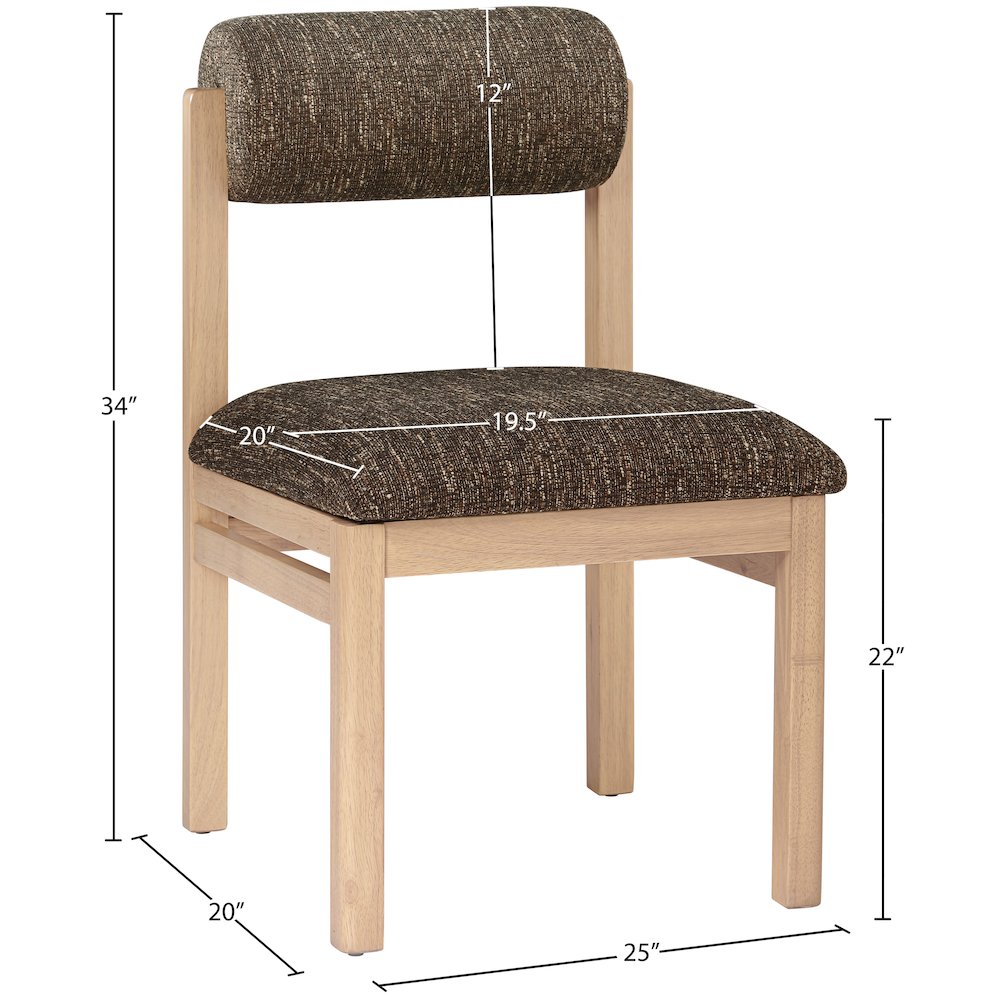 Roundhill Brown Linen Textured Fabric Upholstered Dining Chair, Set of 2. Picture 10