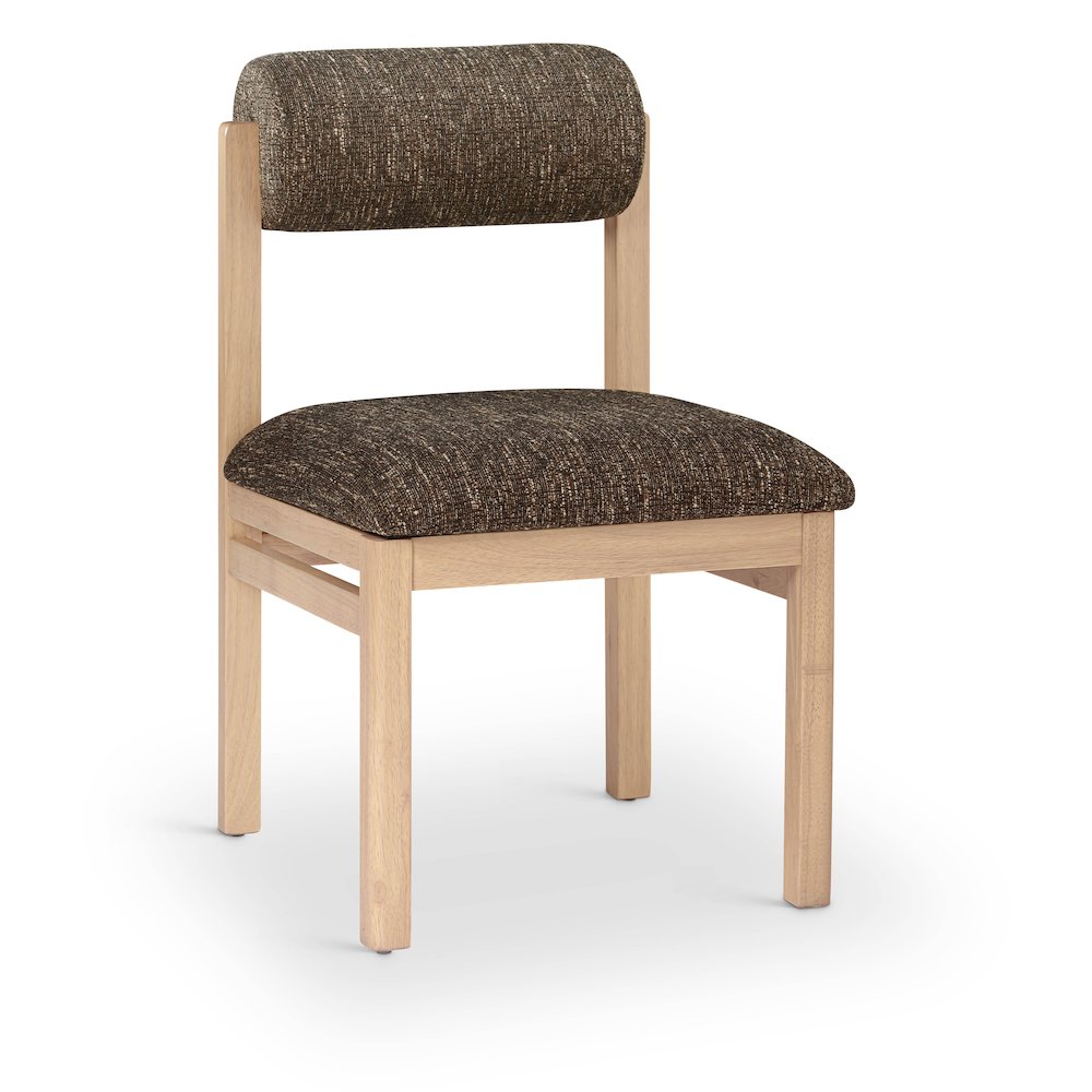 Roundhill Brown Linen Textured Fabric Upholstered Dining Chair, Set of 2. Picture 2