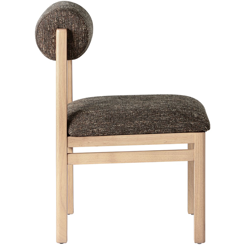Roundhill Brown Linen Textured Fabric Upholstered Dining Chair, Set of 2. Picture 4