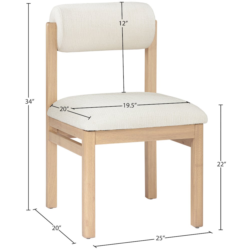 Roundhill Cream Linen Textured Fabric Upholstered Dining Chair, Set of 2. Picture 10