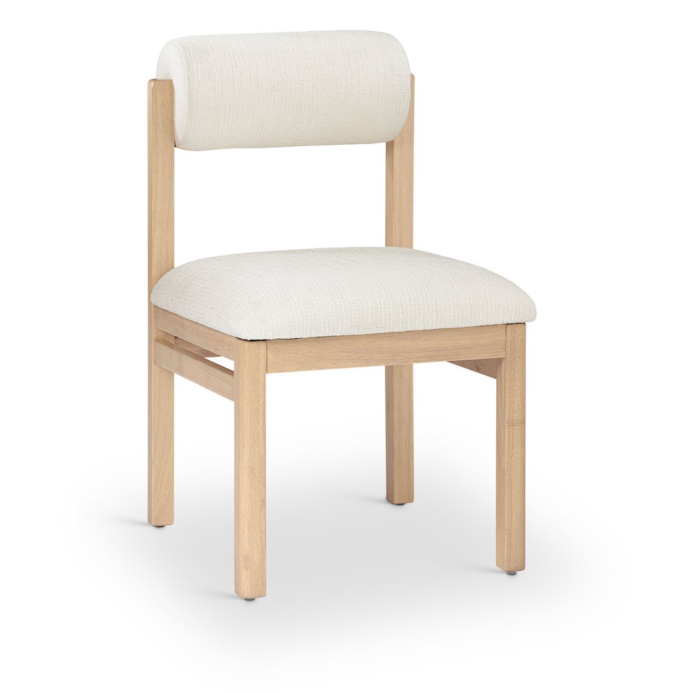 Roundhill Cream Linen Textured Fabric Upholstered Dining Chair, Set of 2. Picture 2