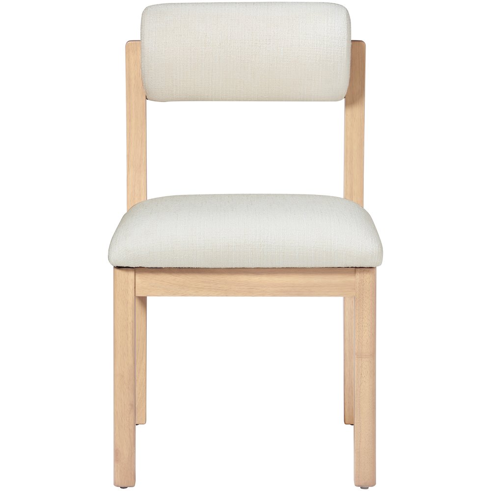 Roundhill Cream Linen Textured Fabric Upholstered Dining Chair, Set of 2. Picture 3