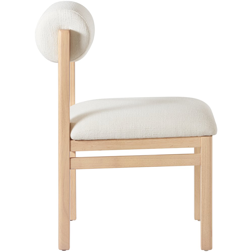 Roundhill Cream Linen Textured Fabric Upholstered Dining Chair, Set of 2. Picture 4