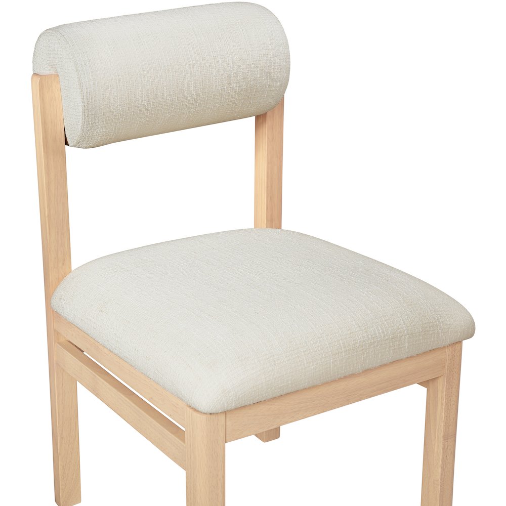 Roundhill Cream Linen Textured Fabric Upholstered Dining Chair, Set of 2. Picture 6