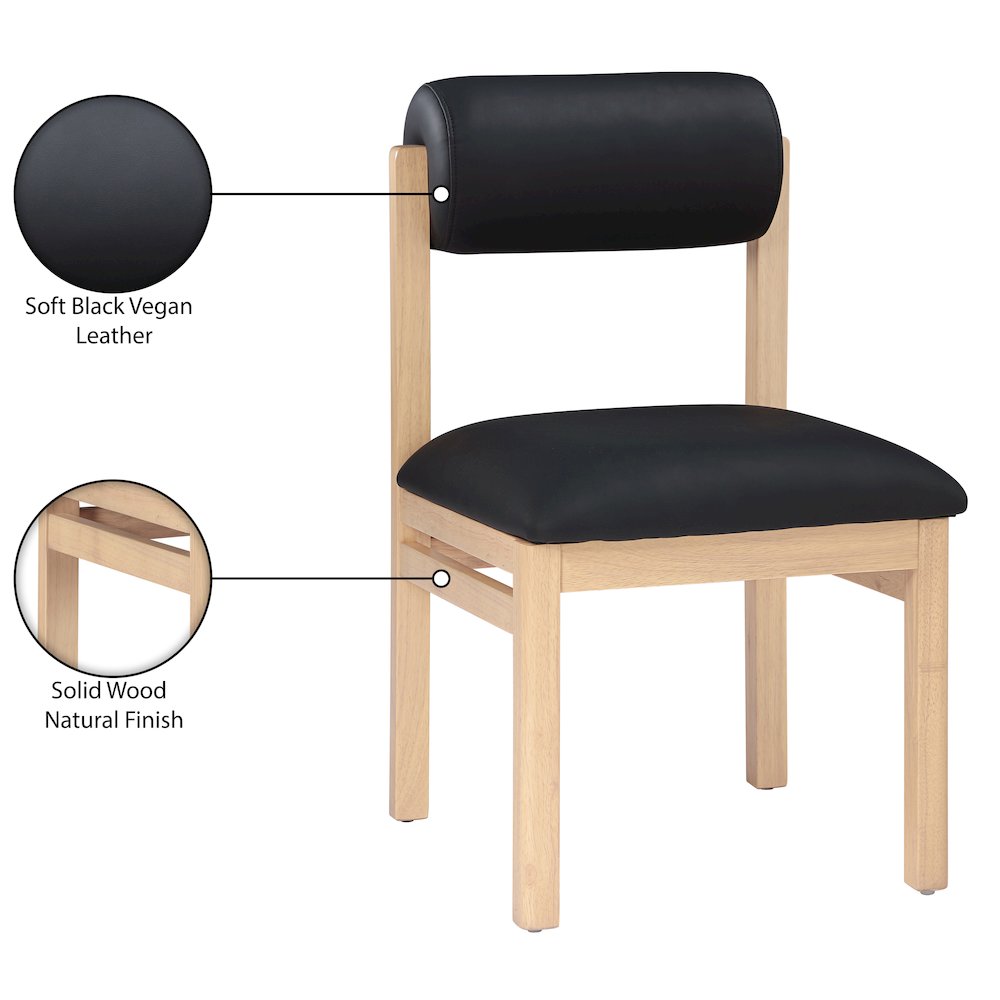 Roundhill Black Vegan Leather Upholstered Dining Chair, Set of 2. Picture 11