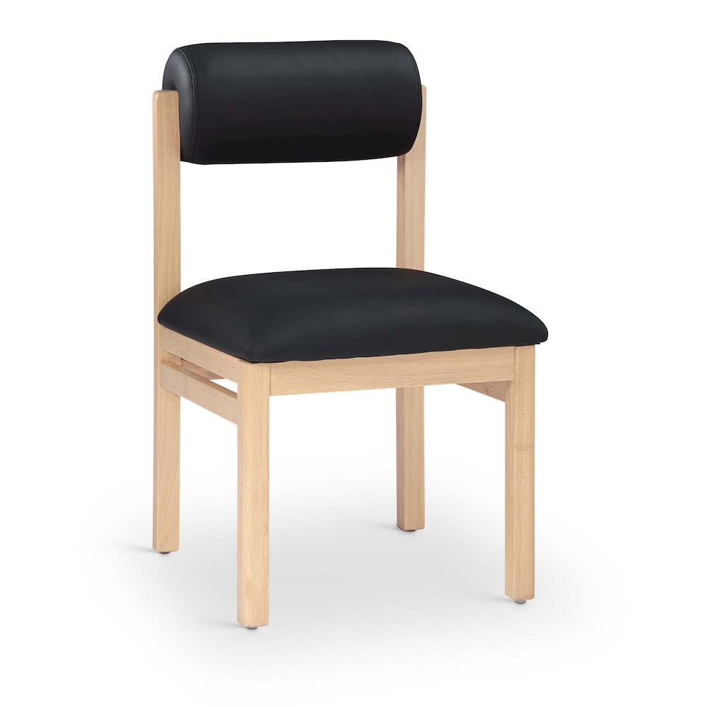 Roundhill Black Vegan Leather Upholstered Dining Chair, Set of 2. Picture 2