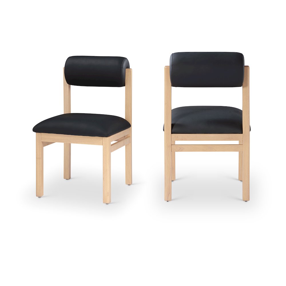 Roundhill Black Vegan Leather Upholstered Dining Chair, Set of 2. Picture 1