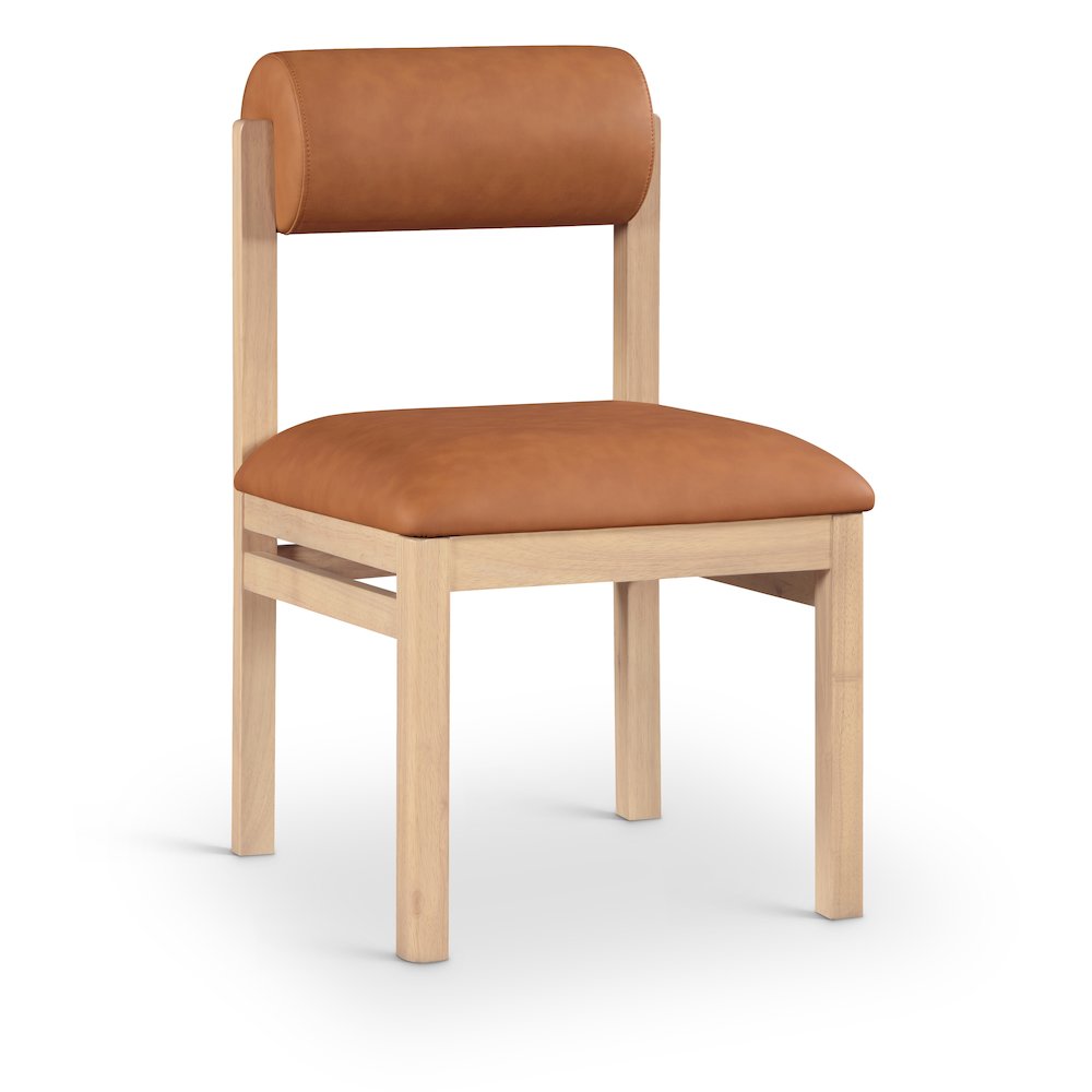 Roundhill Cognac Vegan Leather Upholstered Dining Chair, Set of 2. Picture 2