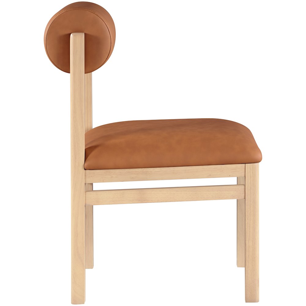 Roundhill Cognac Vegan Leather Upholstered Dining Chair, Set of 2. Picture 4