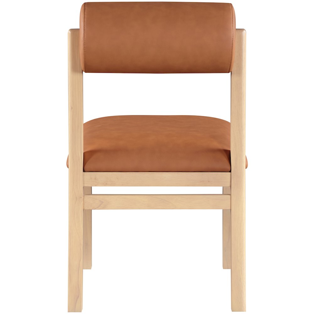Roundhill Cognac Vegan Leather Upholstered Dining Chair, Set of 2. Picture 5