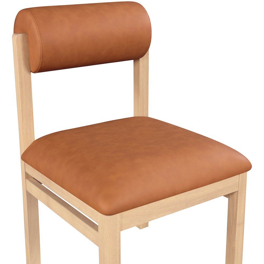 Roundhill Cognac Vegan Leather Upholstered Dining Chair, Set of 2. Picture 6