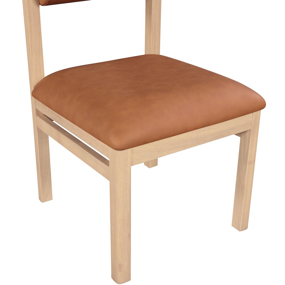 Roundhill Cognac Vegan Leather Upholstered Dining Chair, Set of 2. Picture 9