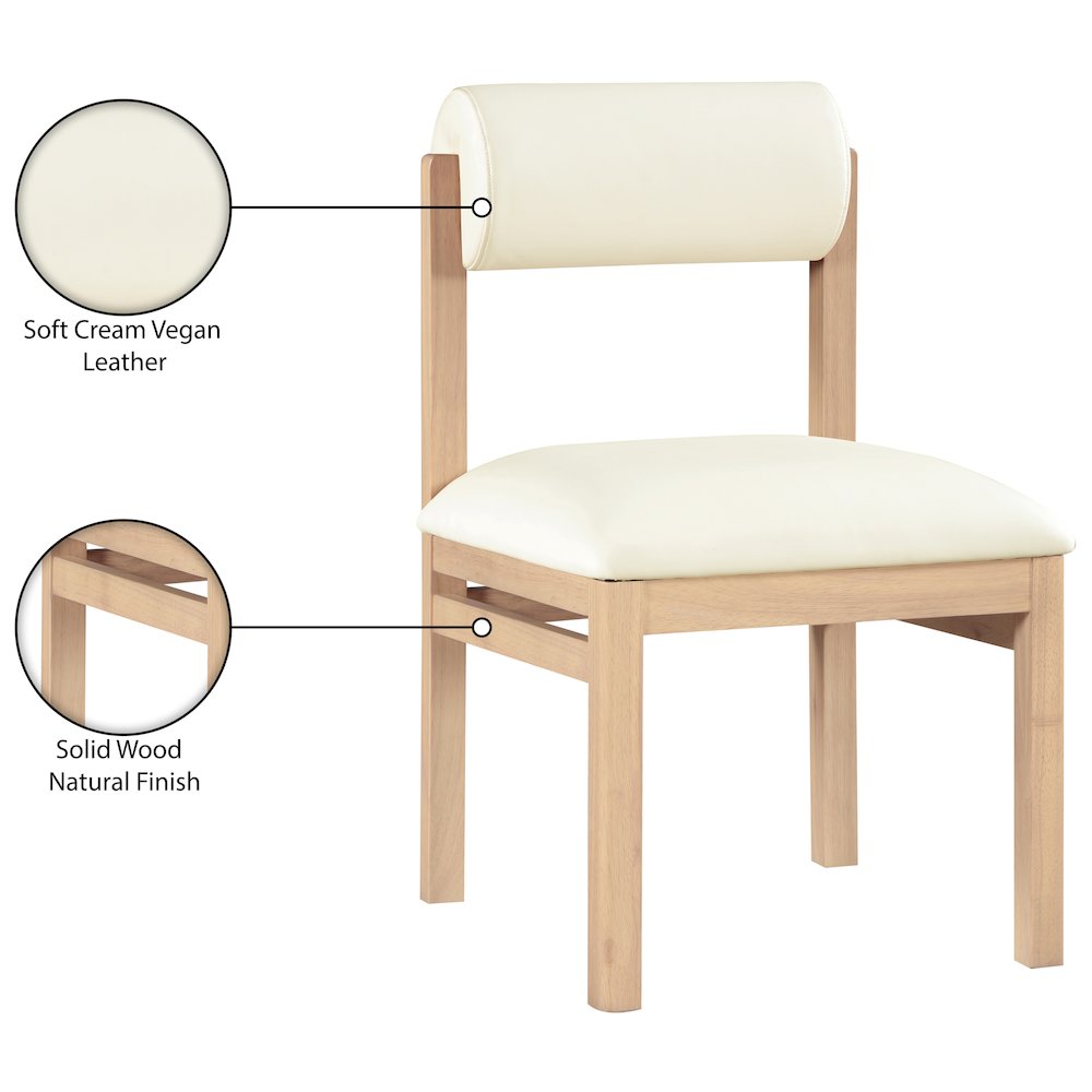 Roundhill Cream Vegan Leather Upholstered Dining Chair, Set of 2. Picture 11