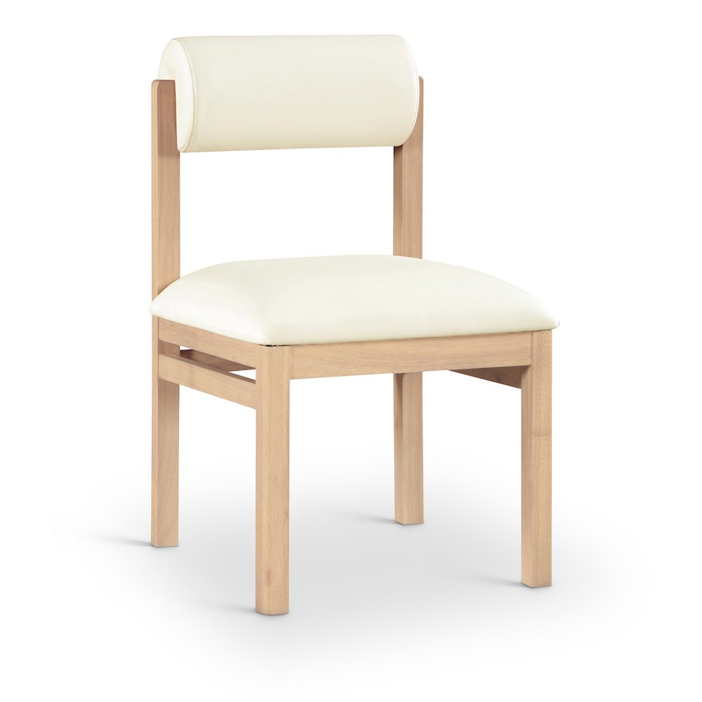Roundhill Cream Vegan Leather Upholstered Dining Chair, Set of 2. Picture 2