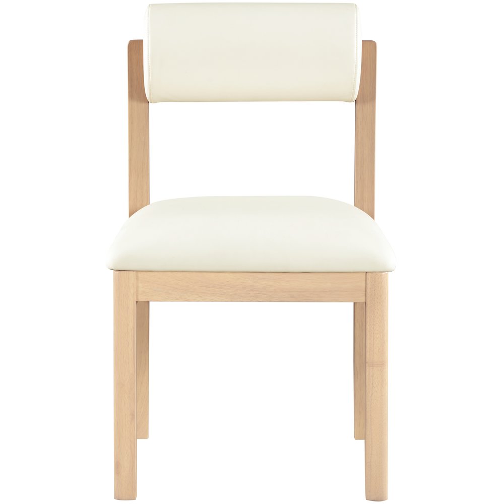 Roundhill Cream Vegan Leather Upholstered Dining Chair, Set of 2. Picture 3