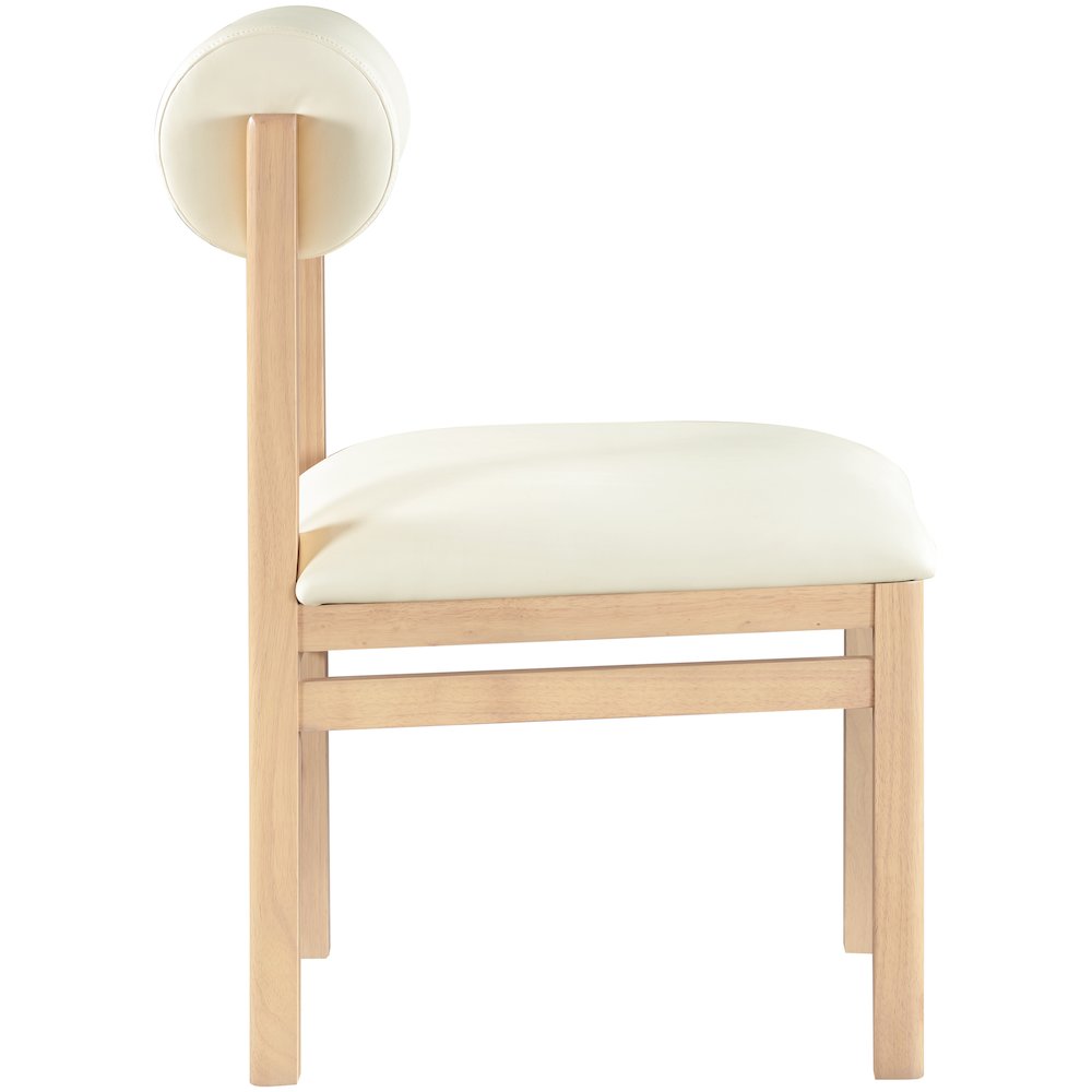 Roundhill Cream Vegan Leather Upholstered Dining Chair, Set of 2. Picture 4