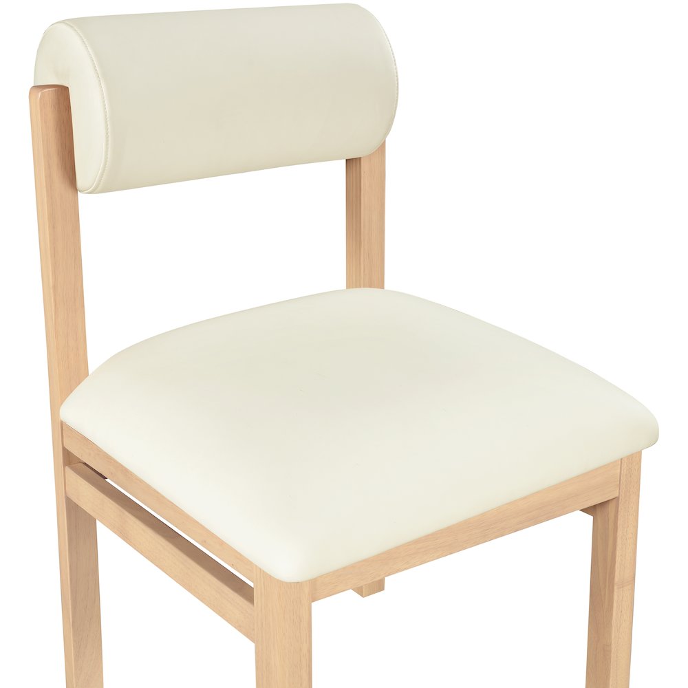 Roundhill Cream Vegan Leather Upholstered Dining Chair, Set of 2. Picture 6