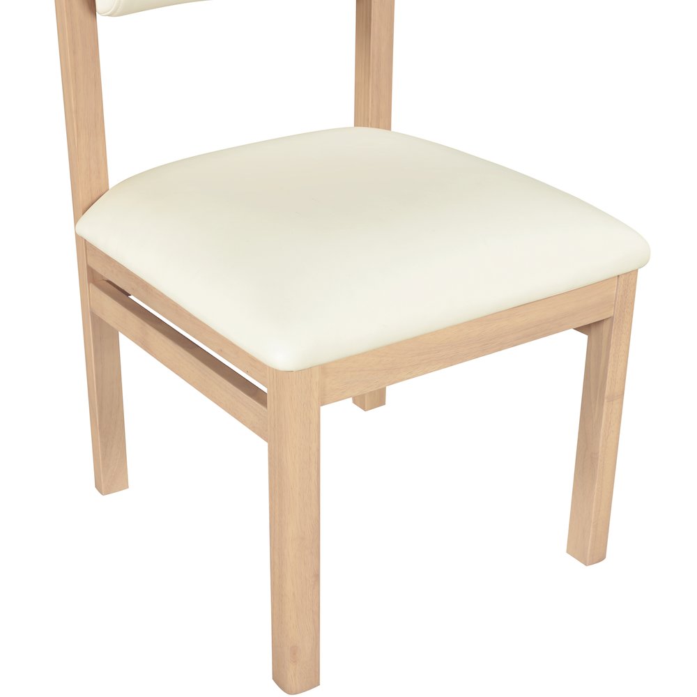 Roundhill Cream Vegan Leather Upholstered Dining Chair, Set of 2. Picture 9