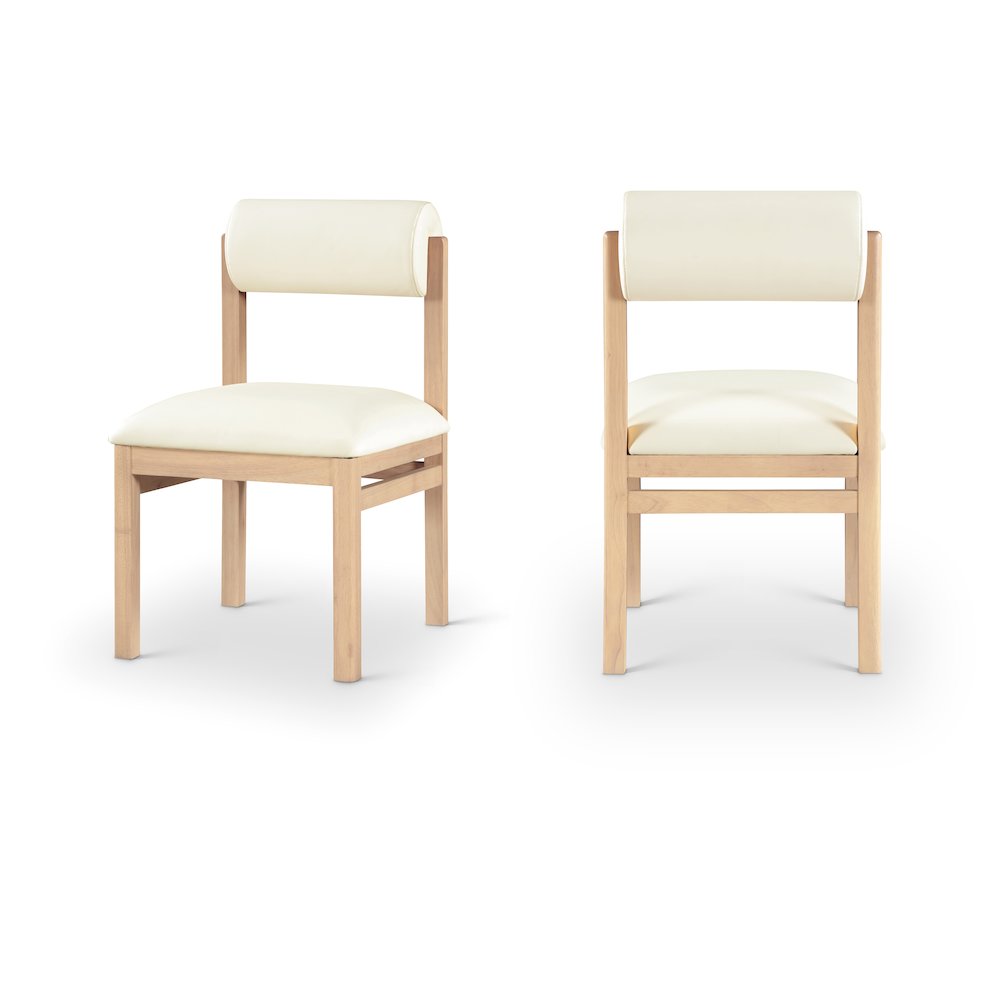 Roundhill Cream Vegan Leather Upholstered Dining Chair, Set of 2. Picture 1