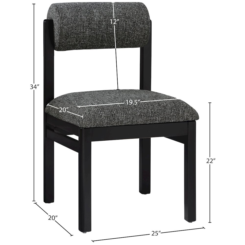 Roundhill Black Linen Textured Fabric Upholstered Dining Chair, Set of 2. Picture 10