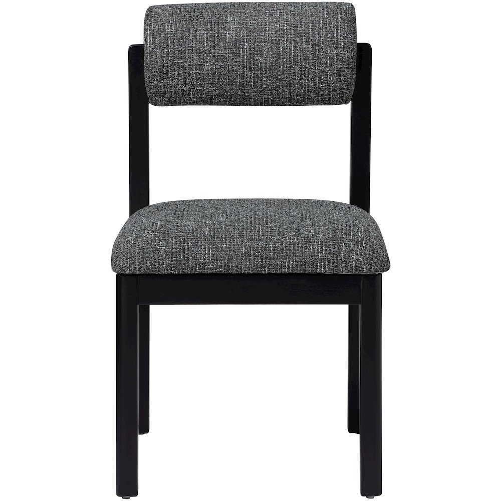 Roundhill Black Linen Textured Fabric Upholstered Dining Chair, Set of 2. Picture 3