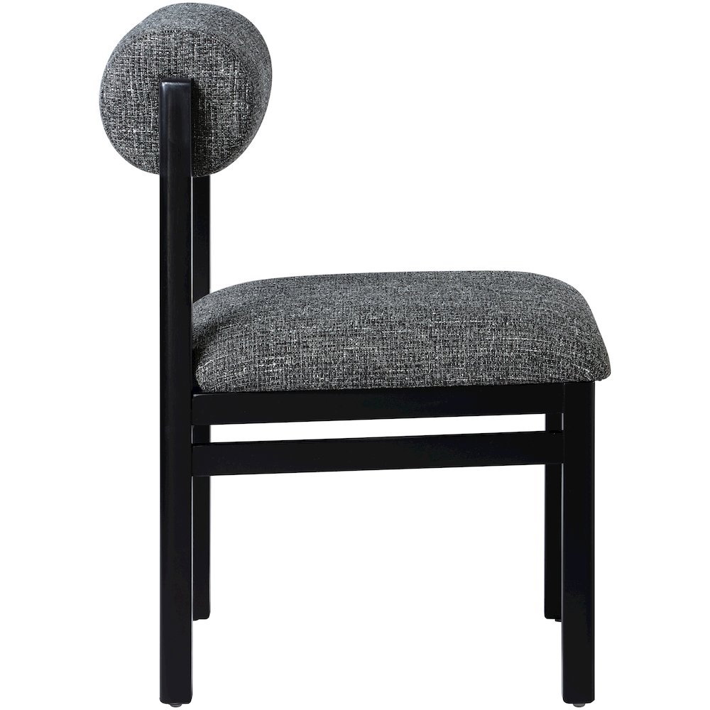 Roundhill Black Linen Textured Fabric Upholstered Dining Chair, Set of 2. Picture 4