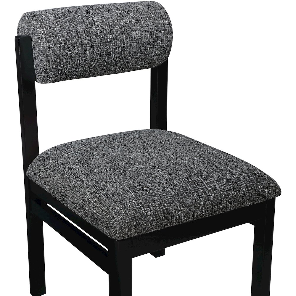 Roundhill Black Linen Textured Fabric Upholstered Dining Chair, Set of 2. Picture 6