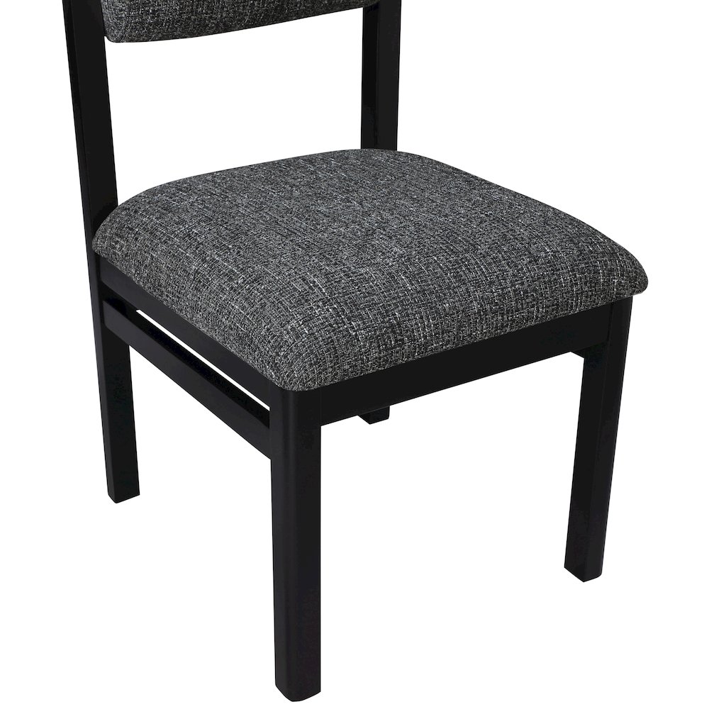 Roundhill Black Linen Textured Fabric Upholstered Dining Chair, Set of 2. Picture 9