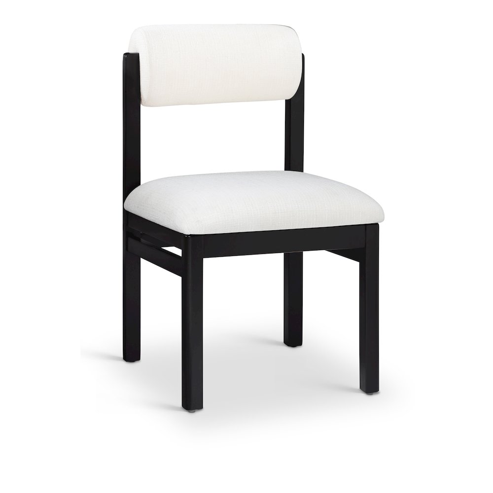 Roundhill Cream Linen Textured Fabric Upholstered Dining Chair, Set of 2. Picture 2