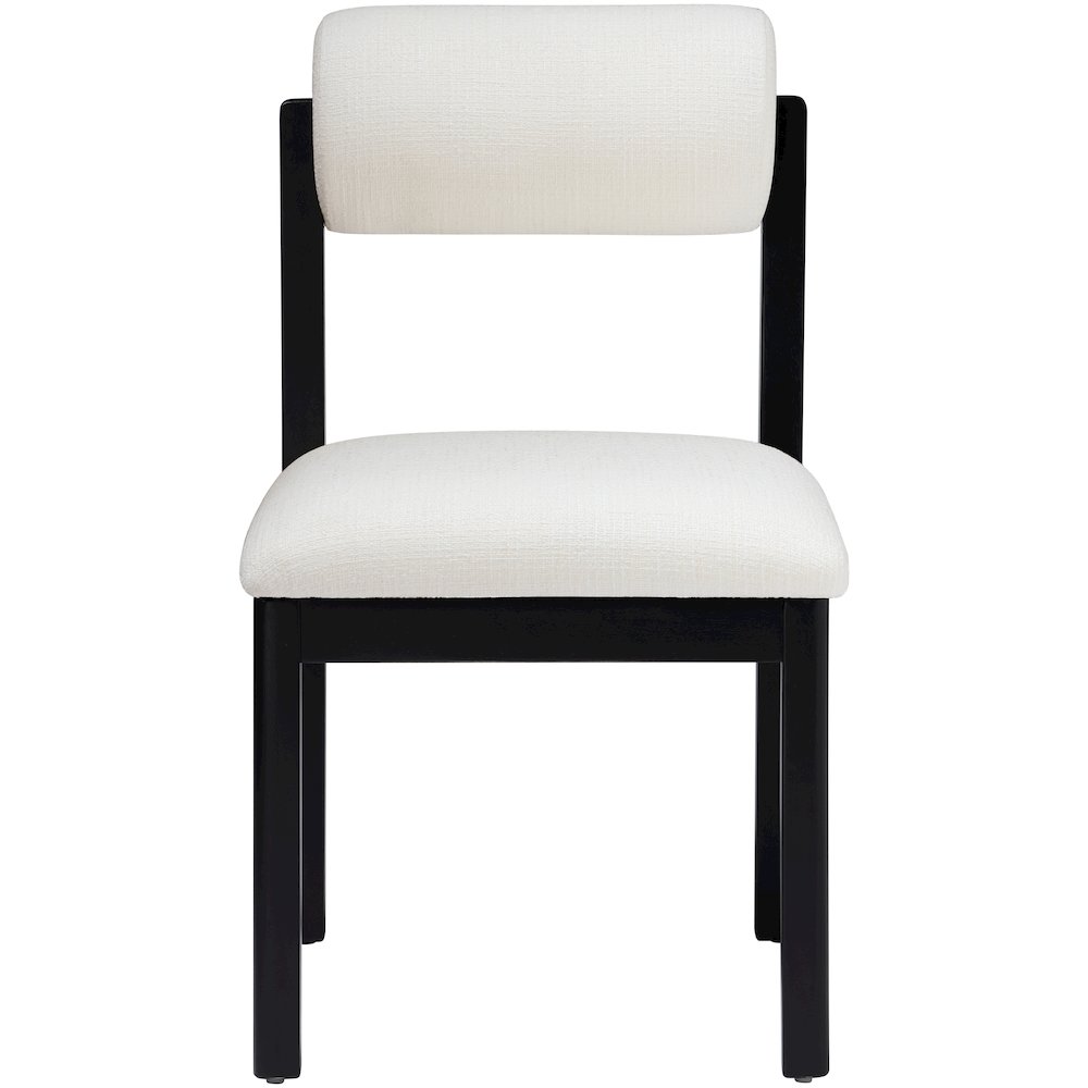 Roundhill Cream Linen Textured Fabric Upholstered Dining Chair, Set of 2. Picture 3